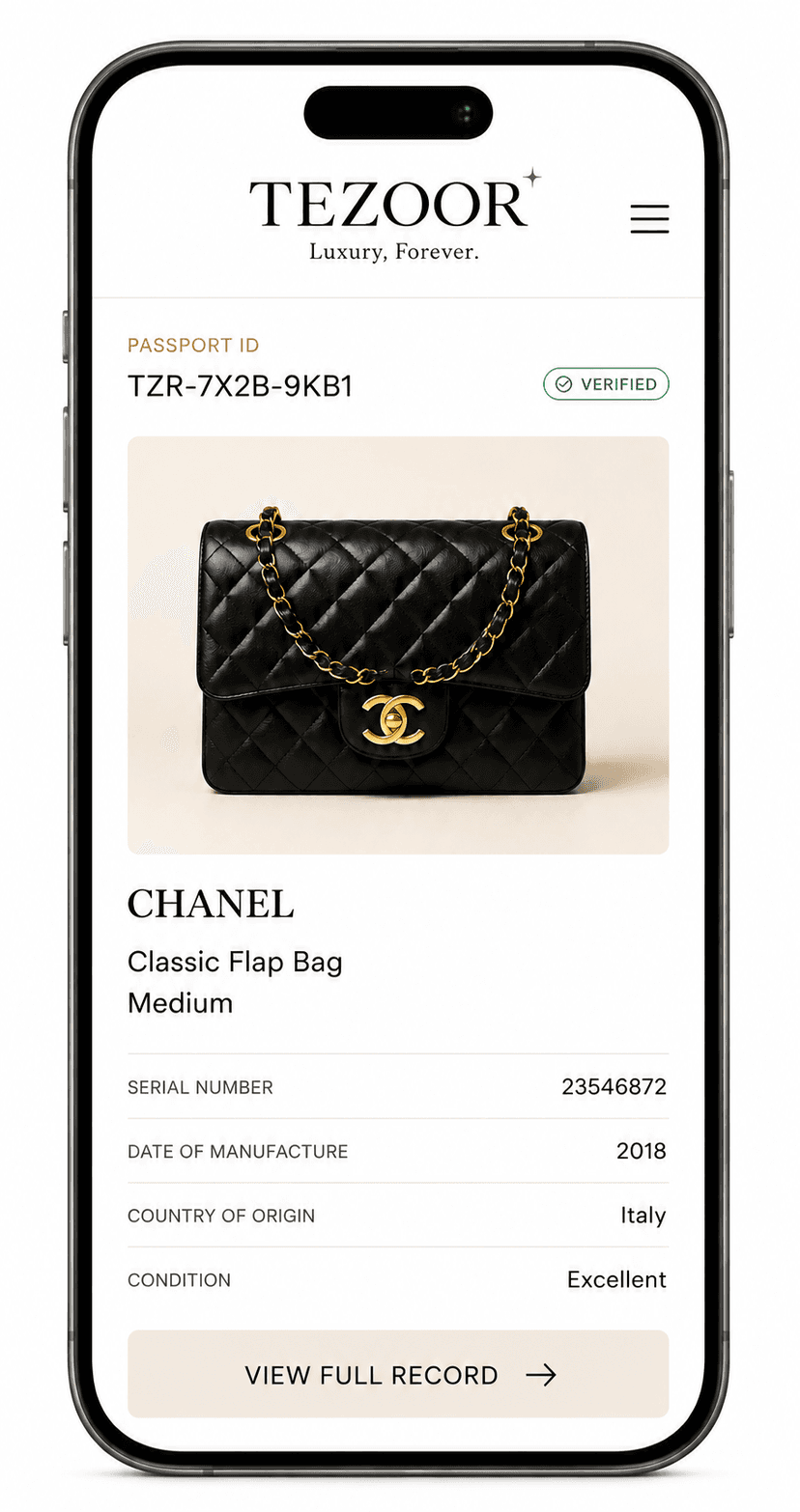 Tezoor Digital Passport on Phone